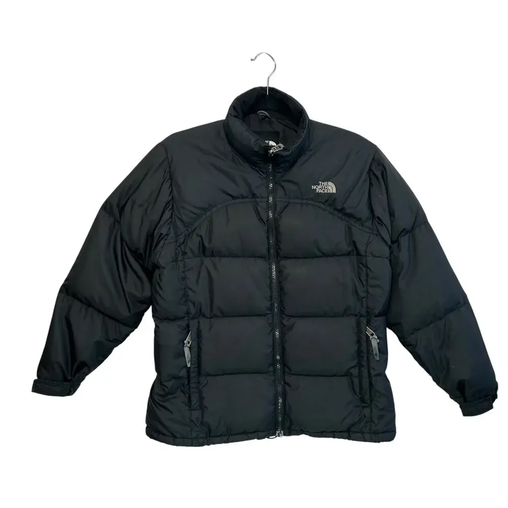The North Face Retro Nuptse Jacket Big Girl's Sz L Black Goose Down 600 Fill